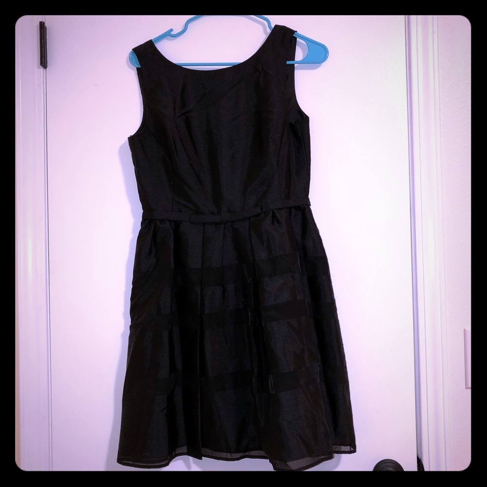 Taylor petite black belted cocktail dress